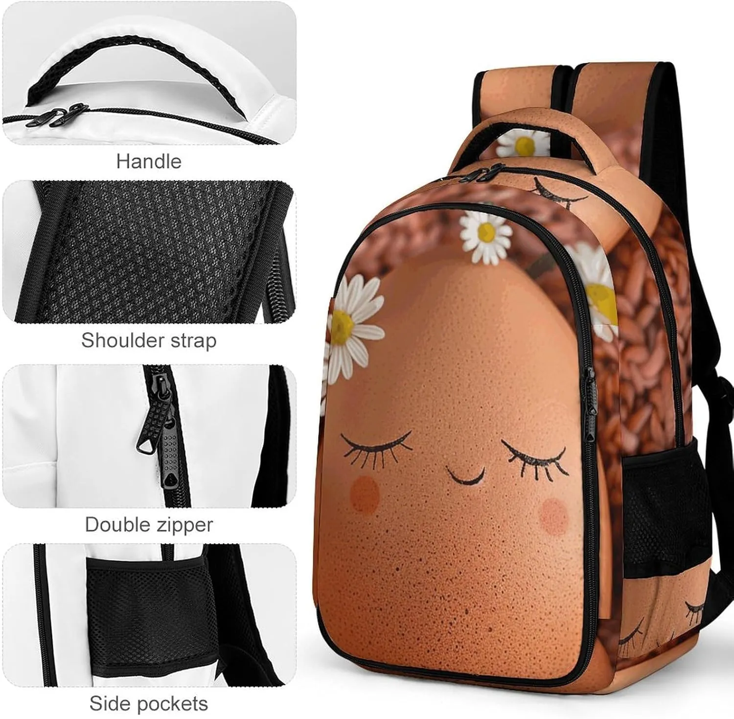 Backpack for Men Women Laptop Backpack Brown Eggs And Flowers Casual Daypack Laptop Bag for Travel