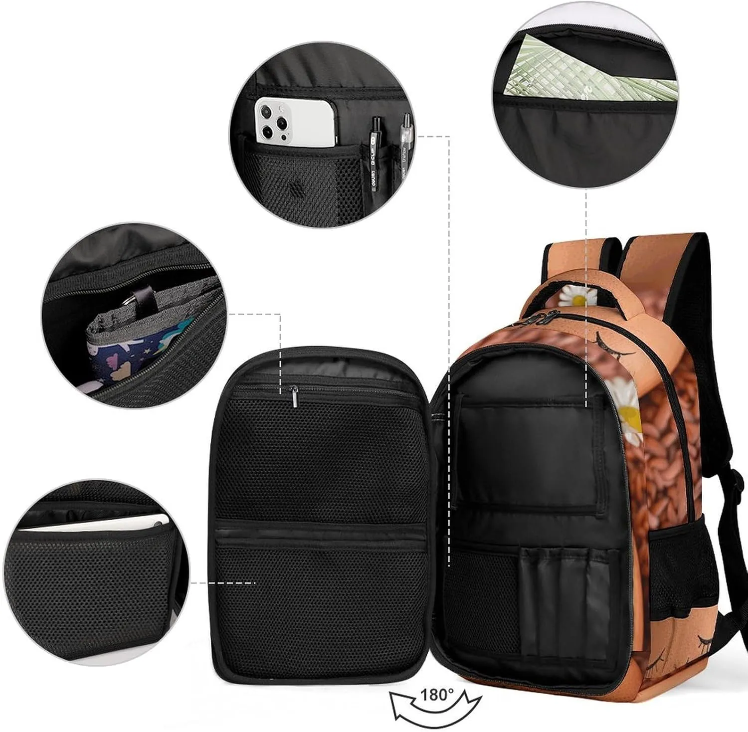 Backpack for Men Women Laptop Backpack Brown Eggs And Flowers Casual Daypack Laptop Bag for Travel
