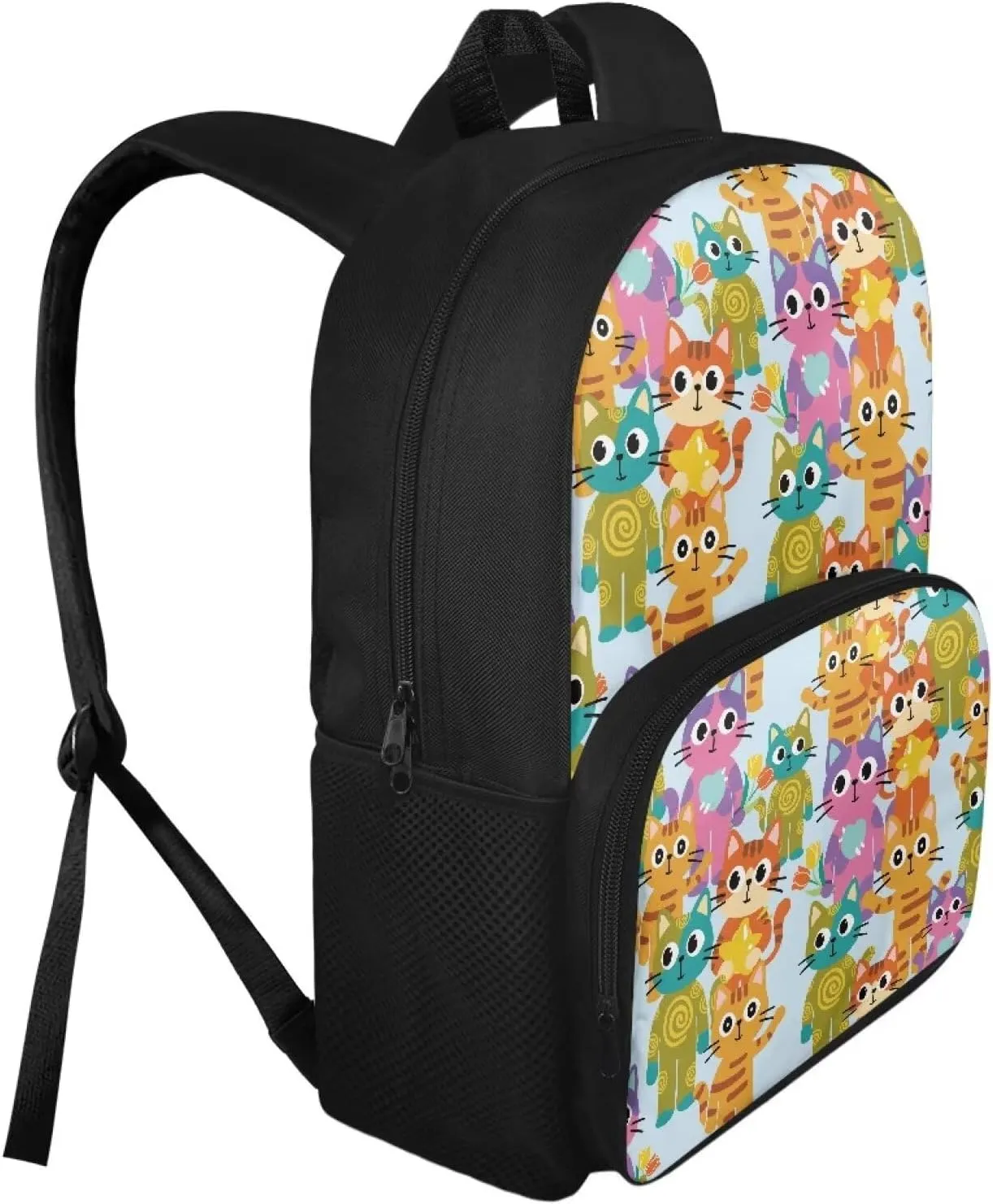 Backpack for Women Large Capacity with 1 Main Compartment and Side Pockets Lovely Cat Family Print Spacious Durable Daypack Facilitate Storage for Job Interview Travel Work