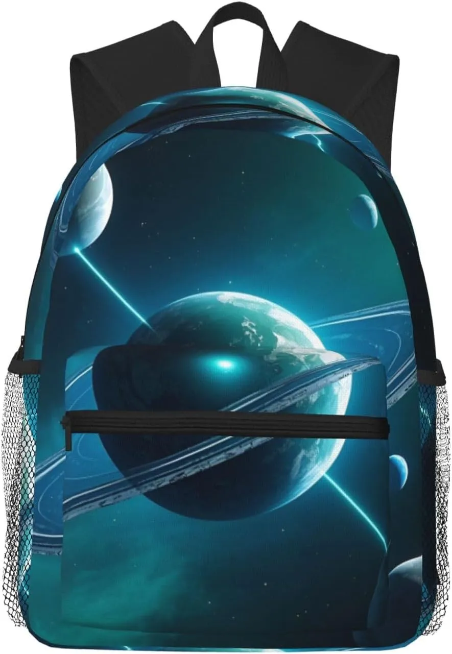 Backpack for Women Men 15.7 in, Lightweight Travel Backpack Waterproof Casual Daypack Laptop Computer Backpacks Carry On Bag Purse for Travel Business Hiking Work, Universe Planets 2