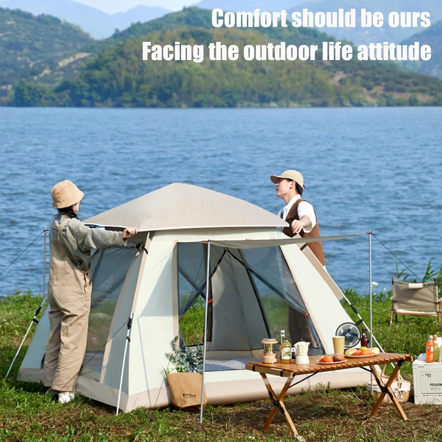 Backpacking Tent Ultralight Camping Tent Tents for Camping Pop-Up Camping Tent with Instant Setup,2/4 Person Tent Sets Up in 10 Seconds, Includes Pre-Assembled Poles, Adjustable Rainfly