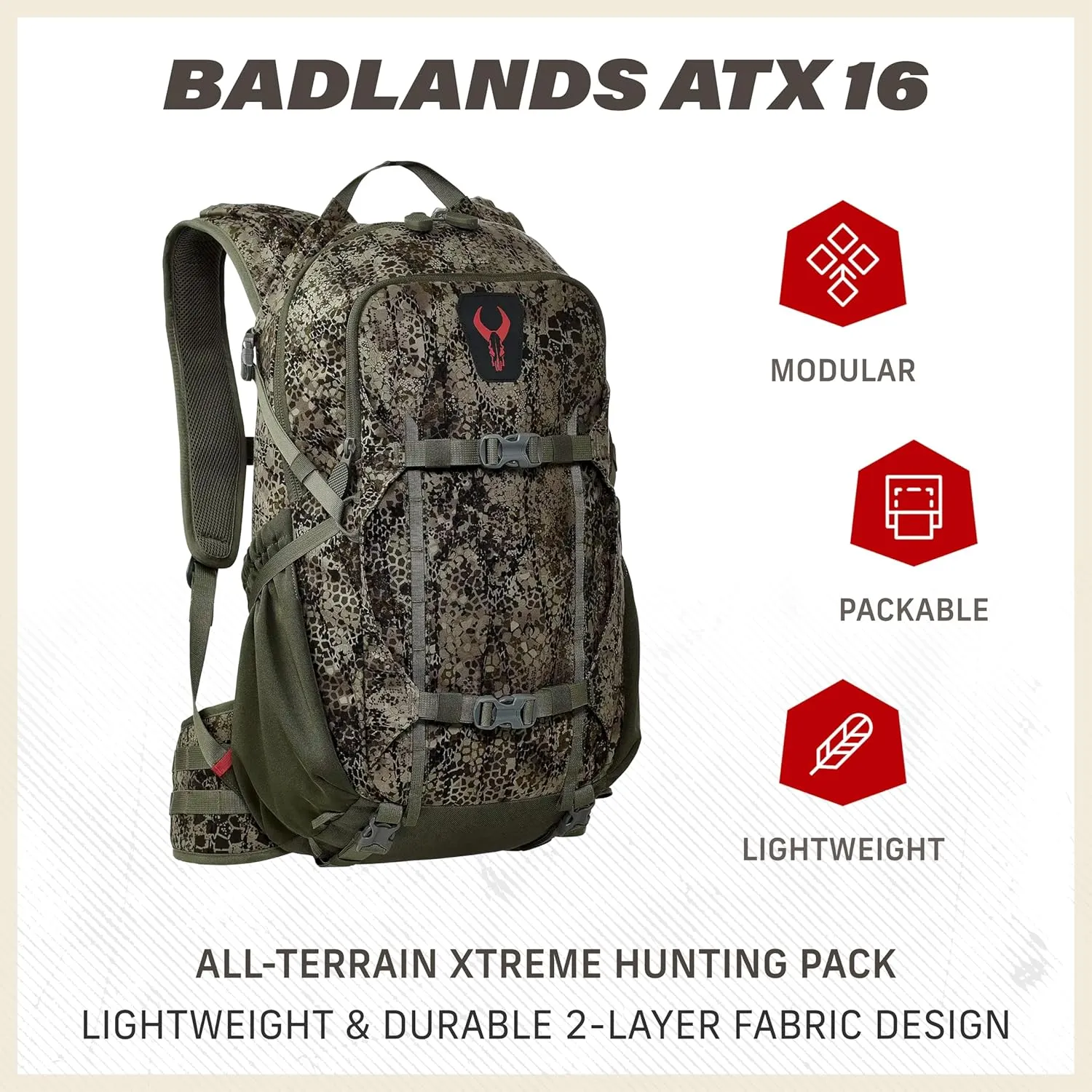 Badlands ATX 16 Hunting Pack - All-Terrain Xtreme Tactical Backpack, Lightweight, Water Resistant, Approach GT