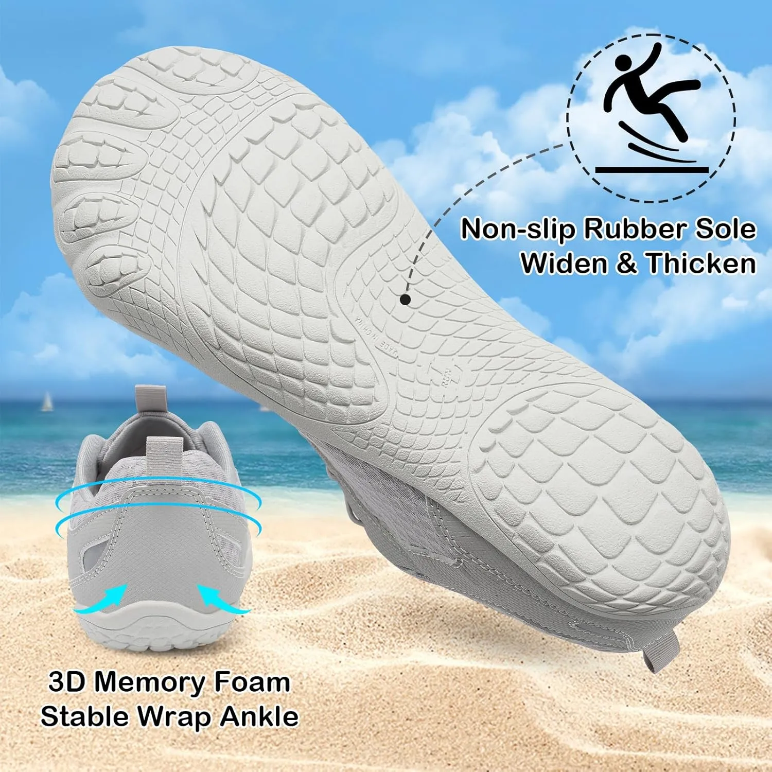 BARERUN Water Shoes Women Men Quick-Dry Wide Toe Athletic Hiking Water Sports Shoes Adjustable Zero Drop Barefoot Shoes for Beach Swim Kayaking Surfing Walking Training