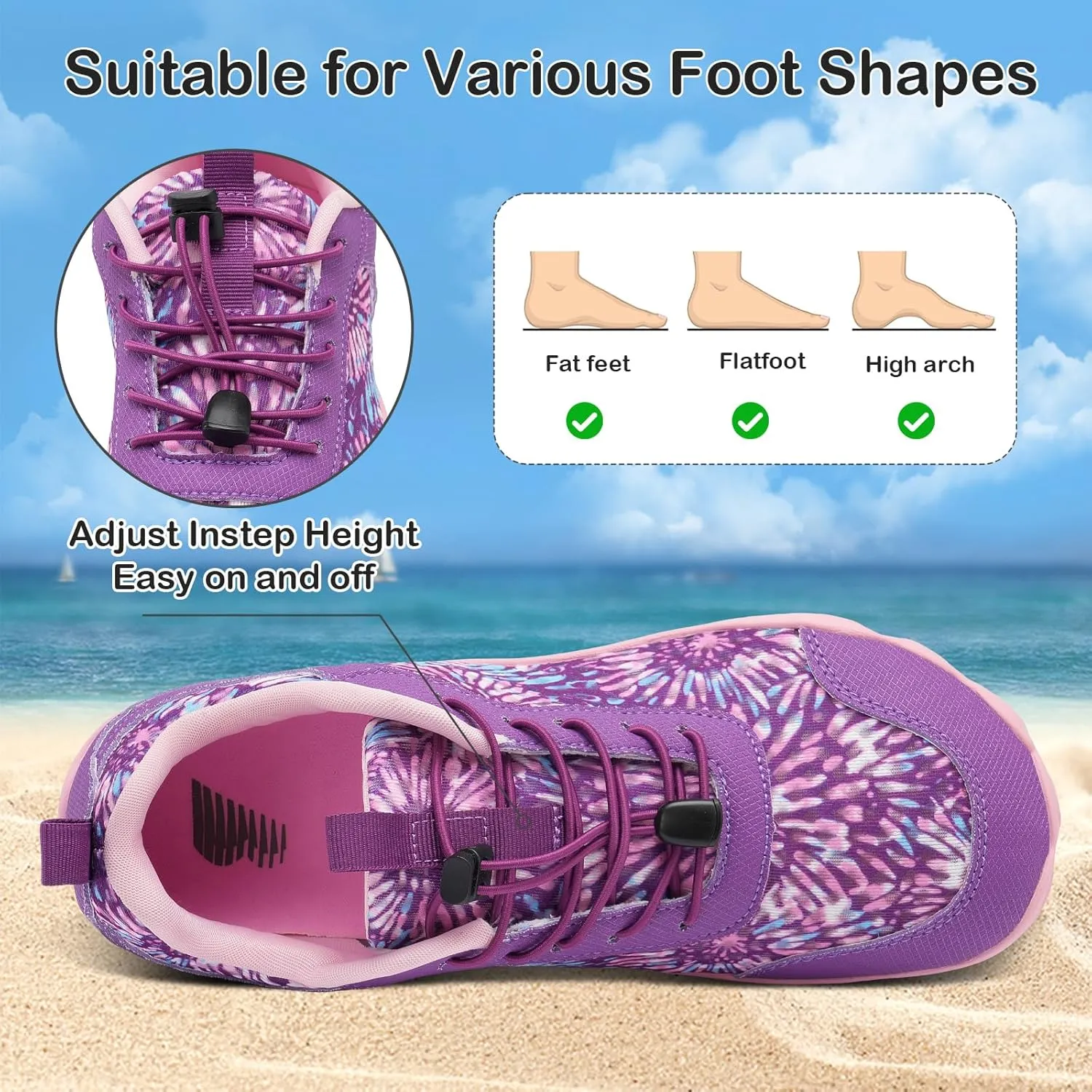 BARERUN Water Shoes Women Men Quick-Dry Wide Toe Athletic Hiking Water Sports Shoes Adjustable Zero Drop Barefoot Shoes for Beach Swim Kayaking Surfing Walking Training