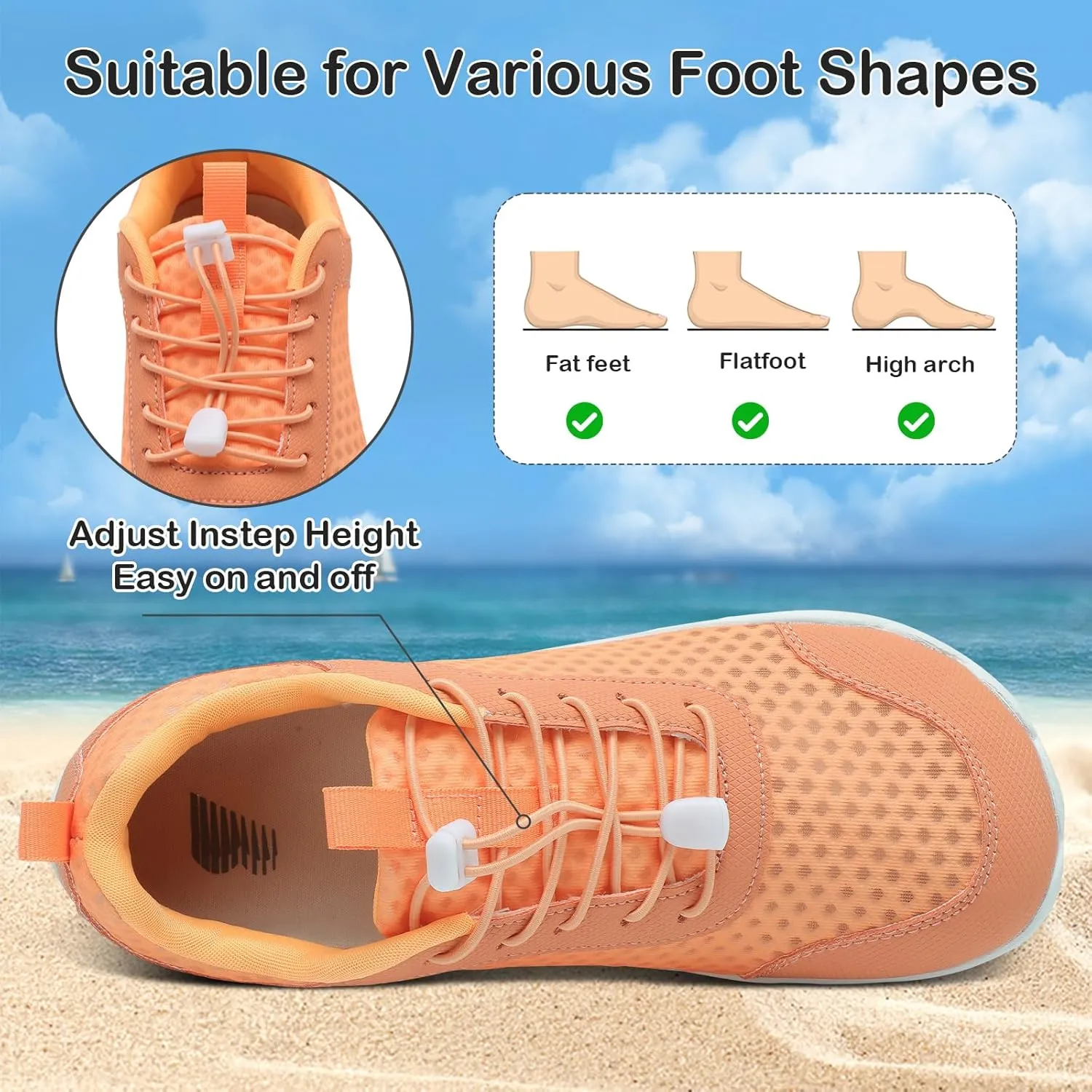 BARERUN Water Shoes Women Men Quick-Dry Wide Toe Athletic Hiking Water Sports Shoes Adjustable Zero Drop Barefoot Shoes for Beach Swim Kayaking Surfing Walking Training