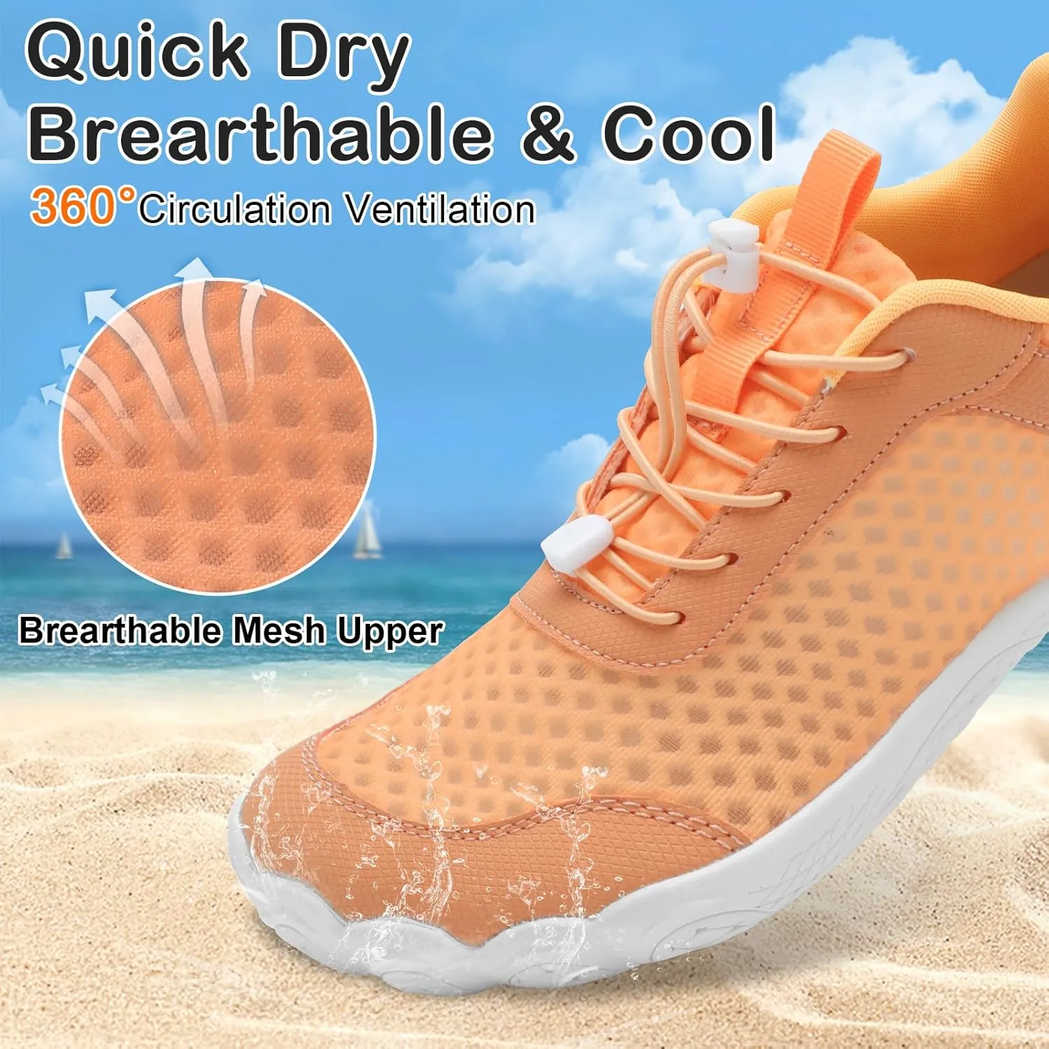 BARERUN Water Shoes Women Men Quick-Dry Wide Toe Athletic Hiking Water Sports Shoes Adjustable Zero Drop Barefoot Shoes for Beach Swim Kayaking Surfing Walking Training
