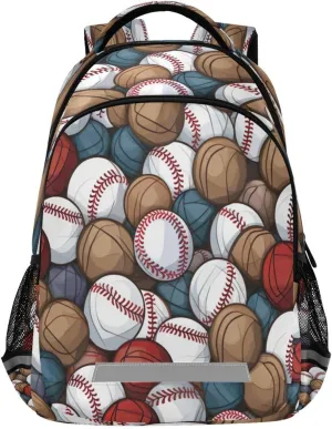 Baseball Balls Pattern Design Waterproof Backpack - Casual Outdoor Sports Daypack with Ergonomic Shoulder Straps#189
