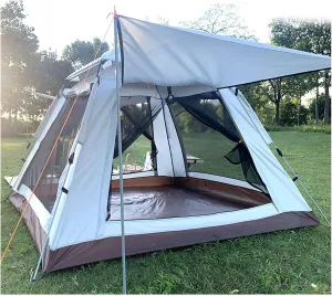 Basic Tent 4 People Double Doors and Four Windows, Large Family Tent Stable and Lightweight Double Skin Tent for Hiking Backpacking