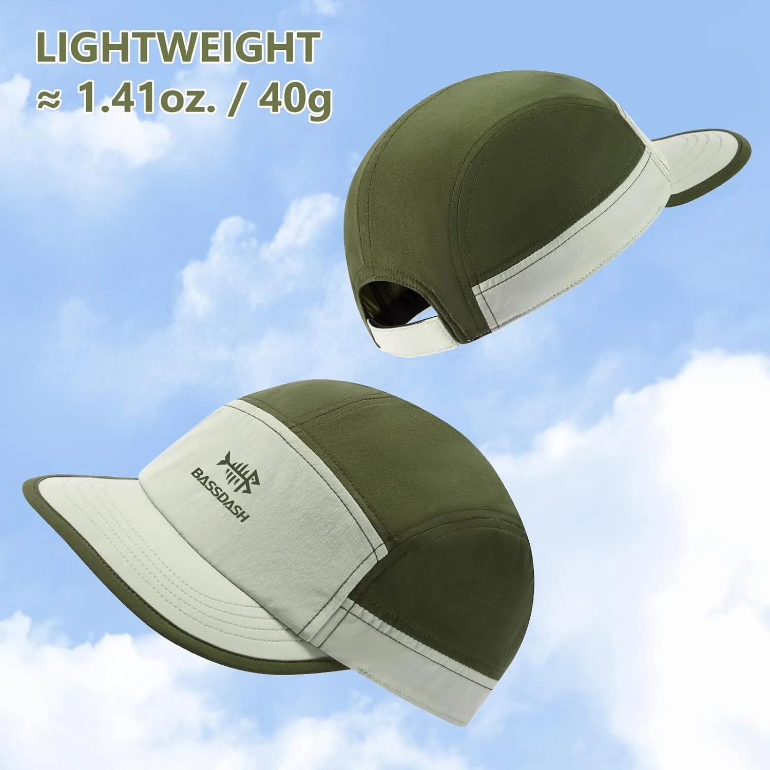 BASSDASH Ultralight UPF 50  Soft Baseball Caps Unstructured Quick Dry Folding Hat Adjustable for Men Woman Outdoor Activities