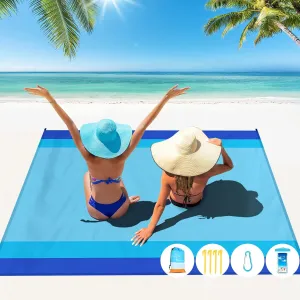 Beach Blanket Oversized Extra Large 10'X 9',Waterproof Sandproof Beach Blanket 2-8 Adults Lightweight Durable for Travel Camping Hiking Picnic (10'X 9', Blue)