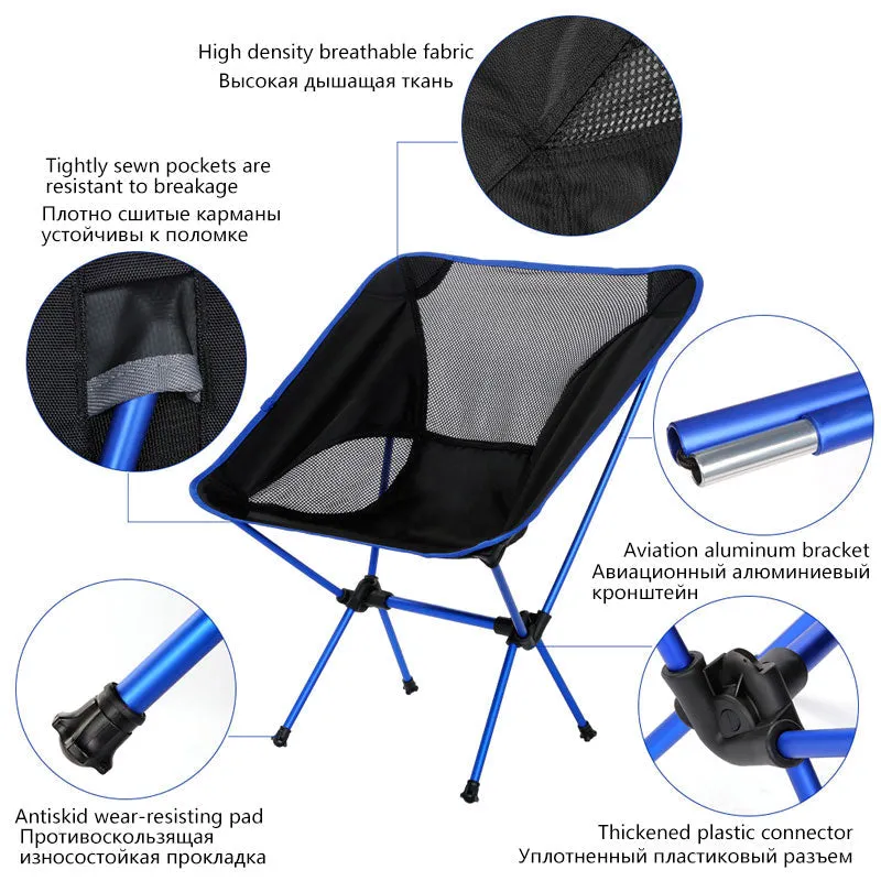 Beach Chair Chair Seat Superhard Folding Chair Long-term Picnic Camping Hiking Load Ultralight High Portable Outdoor Travel Tools Fishing Digital