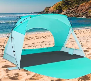 Beach Tent, Portable Sun Shelter for 2/3/4/6-8 Person with UPF 50  UV Protection, Easy Setup Waterproof Beach Shade Canopy Cabana for Family Outdoor and Picnics, Fishing with Carrying Bag