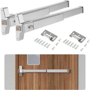 BEAMNOVA 2 Pack 27.5 Inch Door Push Bar Commercial Panic Exit Device Lock Gate Roller Strike Plate End Cap Metal Universal Emergency Hardware Parts, Metallic for 27.5 to 41 inches Wide Door