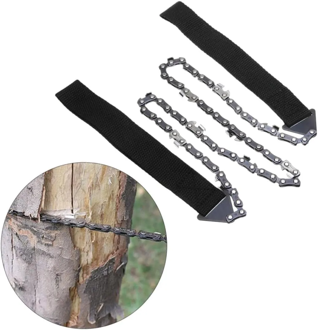 BESPORTBLE 2pcs Outdoor Portable Hand Saw Hiking Kit Survival Gear Pocket Chainsaw Chain Razor Self Cleaning for Camping Hunting Emergency