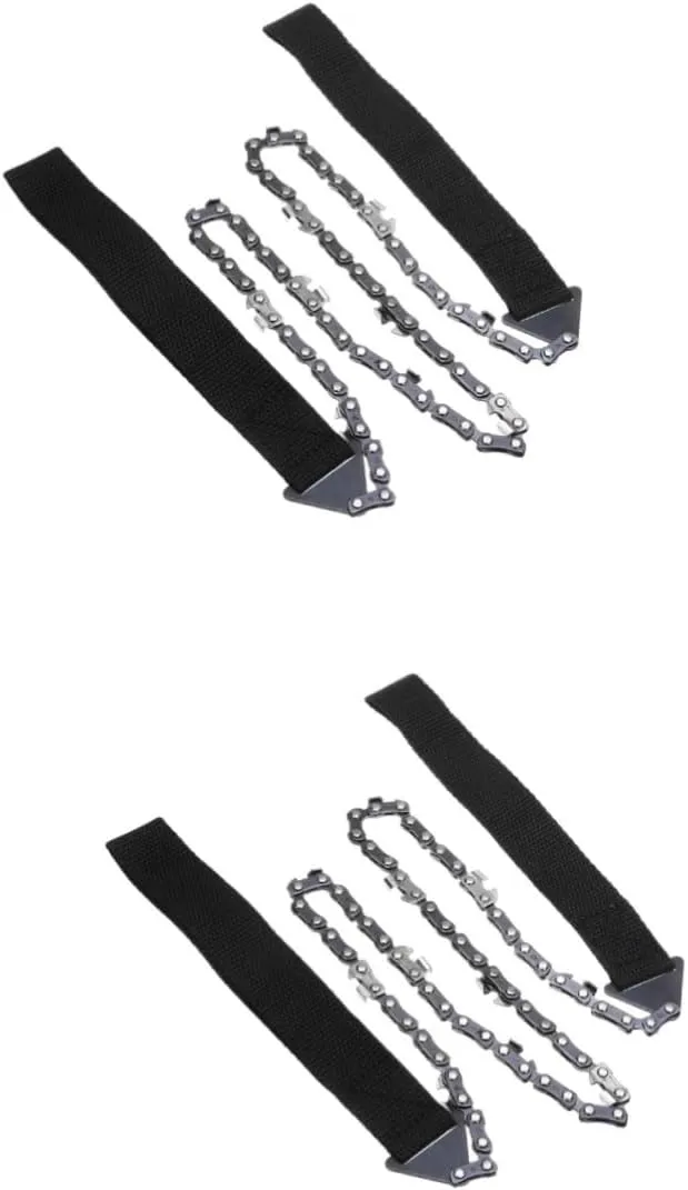 BESPORTBLE 2pcs Outdoor Portable Hand Saw Hiking Kit Survival Gear Pocket Chainsaw Chain Razor Self Cleaning for Camping Hunting Emergency