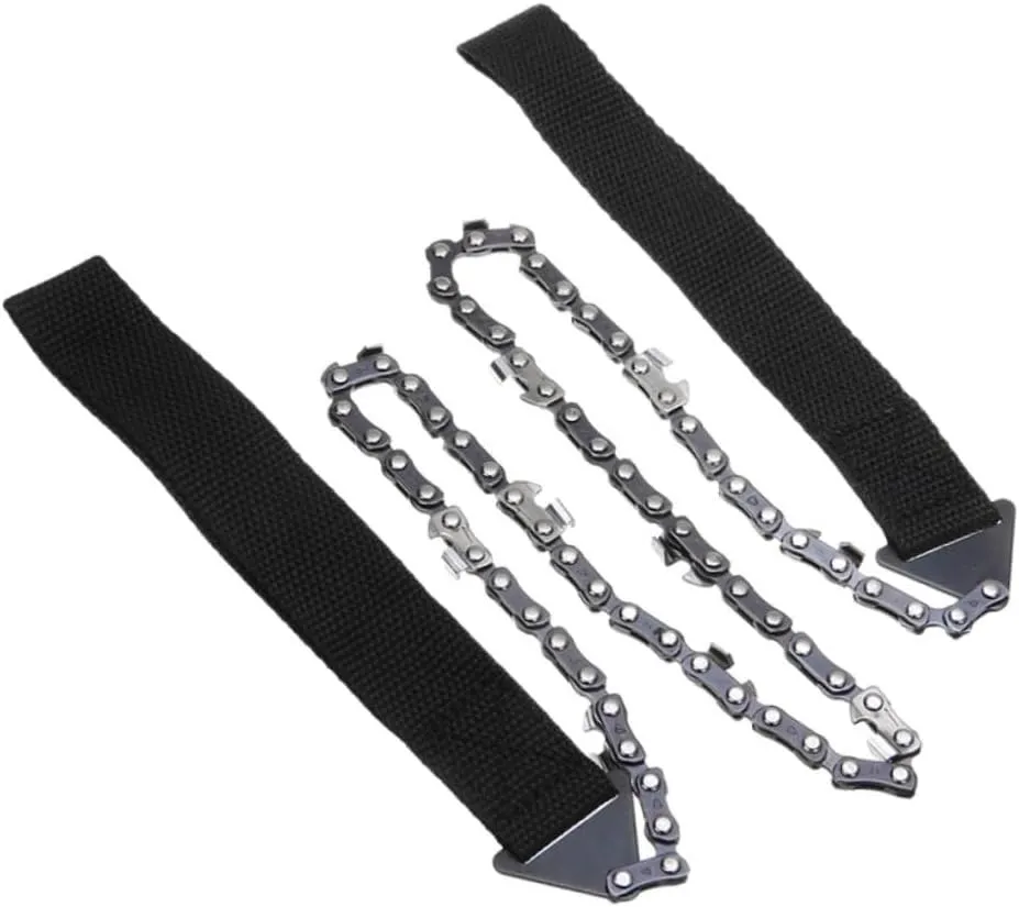 BESPORTBLE 2pcs Outdoor Portable Hand Saw Hiking Kit Survival Gear Pocket Chainsaw Chain Razor Self Cleaning for Camping Hunting Emergency