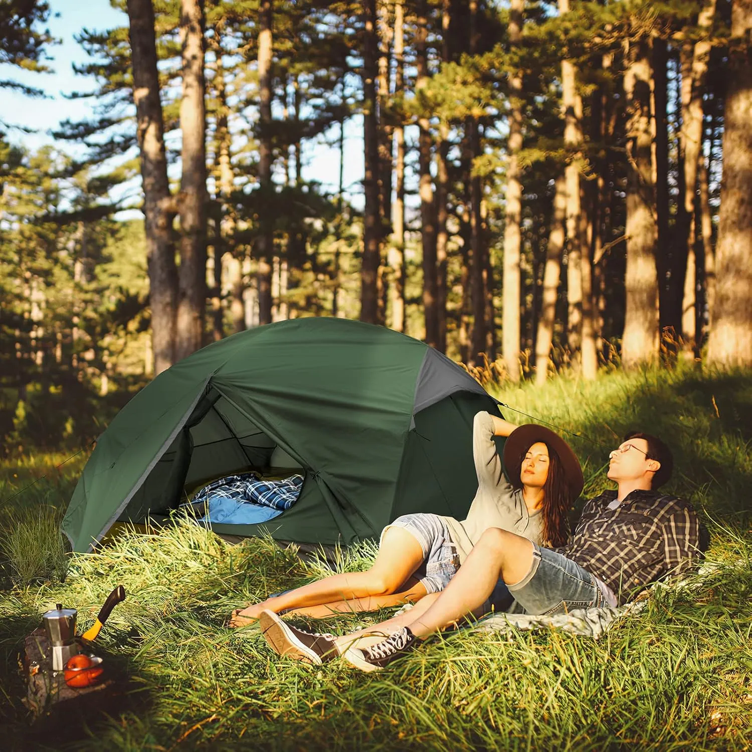 Bessport Camping Tent for 2-3 Person, Lightweight Backpacking Tent Waterproof Windproof Two Doors Easy Setup Double Layer Outdoor Tents for 3 to 4 Seasons, Suitable for Outdoor,Hiking,Camping