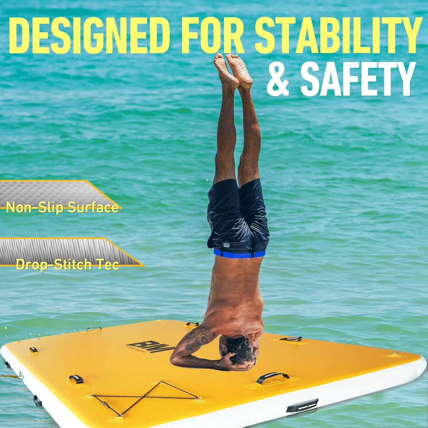 BEYOND MARINA Inflatable Floating Dock, Water Float Platform, Floating Island Dock Pad for Lake, Pool, Ocean Water Play, Carry Bag, Repair kit, 8 x 5ft / 10 x 8ft