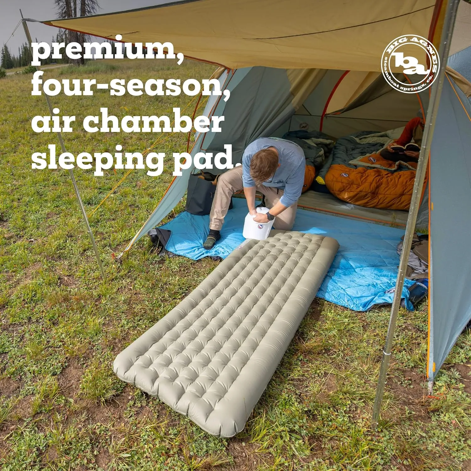 Big Agnes Campmeister Deluxe - Insulated Sleeping Pad, Ultralight Inflatable Mat for Camping, All Season Compact Backpacking and Hiking, 30x78 Extra Wide Long