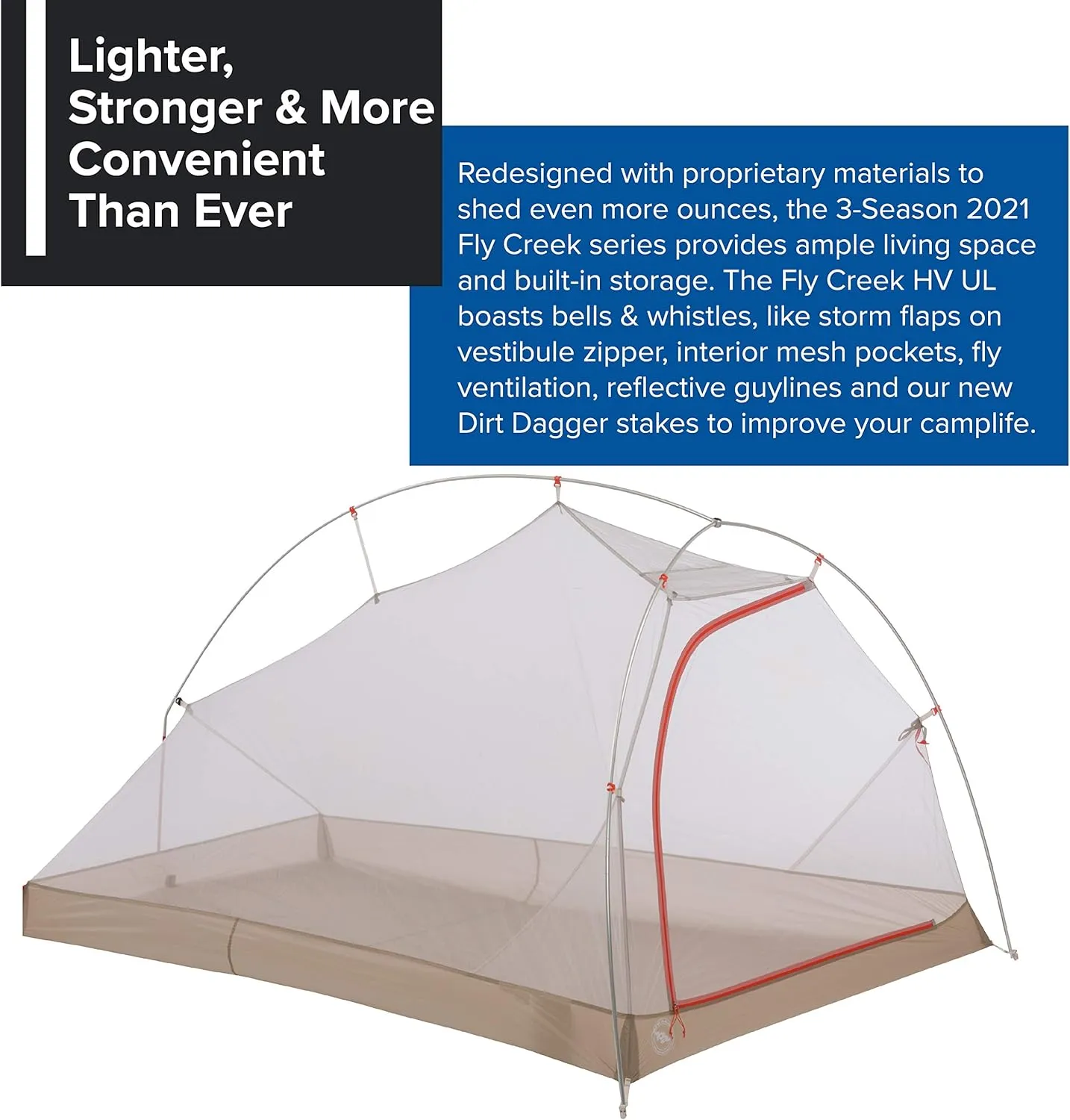 Big Agnes Fly Creek HV UL Ultralight Tent with UV-Resistant Solution Dyed Fabric