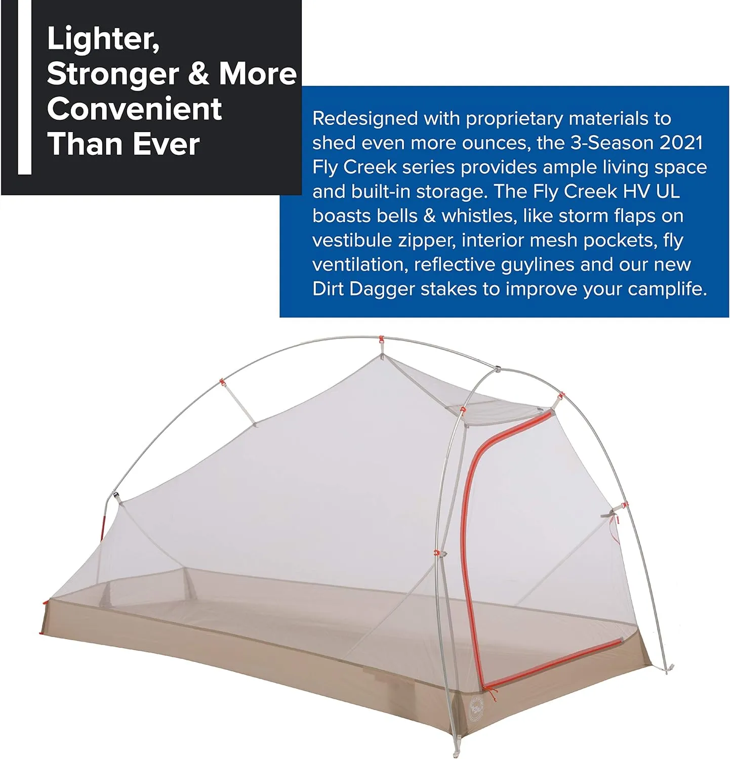 Big Agnes Fly Creek HV UL Ultralight Tent with UV-Resistant Solution Dyed Fabric