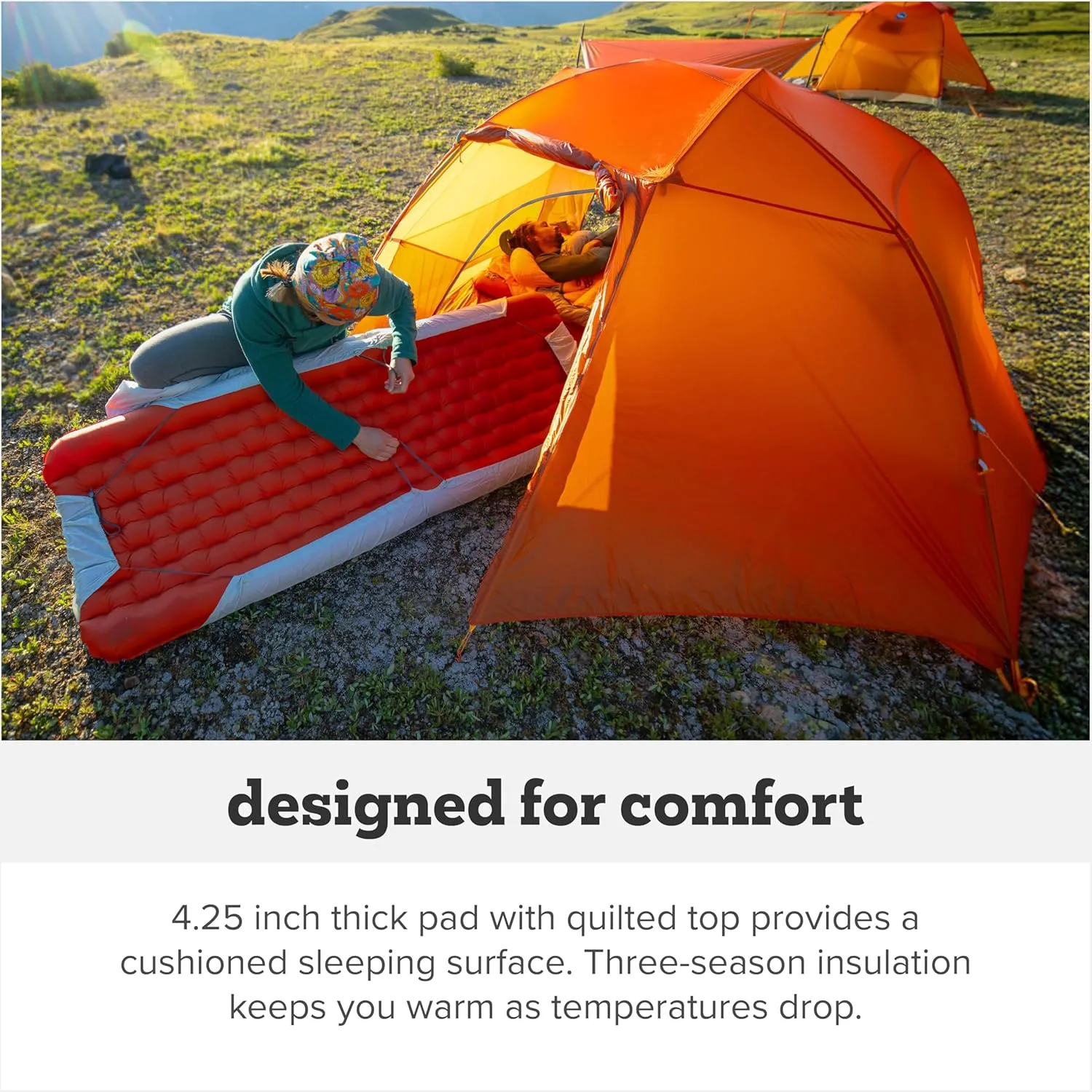 Big Agnes Rapide SL - Insulated Sleeping Pad, Ultralight, All Season Compact Backpacking and Hiking, Pumphouse Sack Included, Orange, 40X72 Double Wide