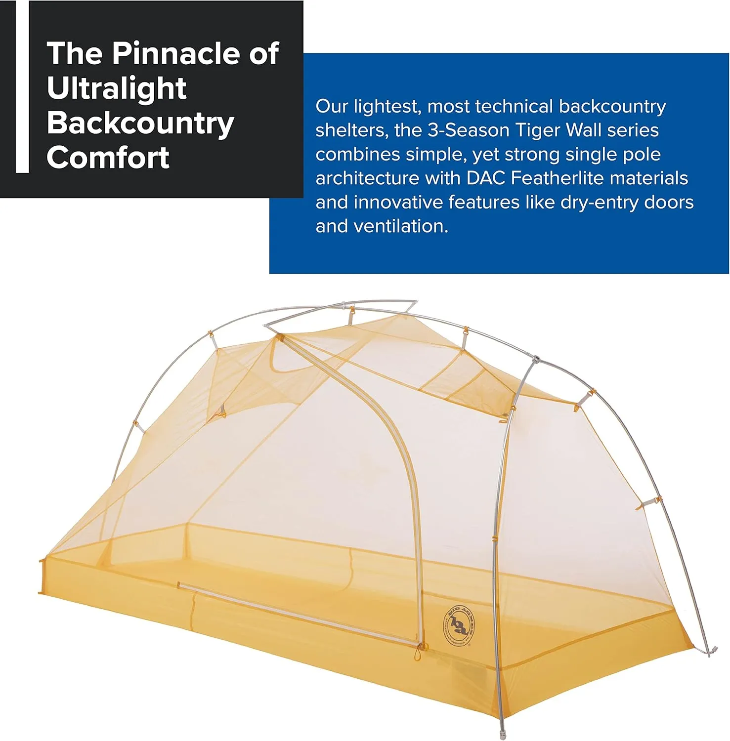 Big Agnes Tiger Wall UL Ultralight Tent with UV-Resistant Solution Dyed Fabric