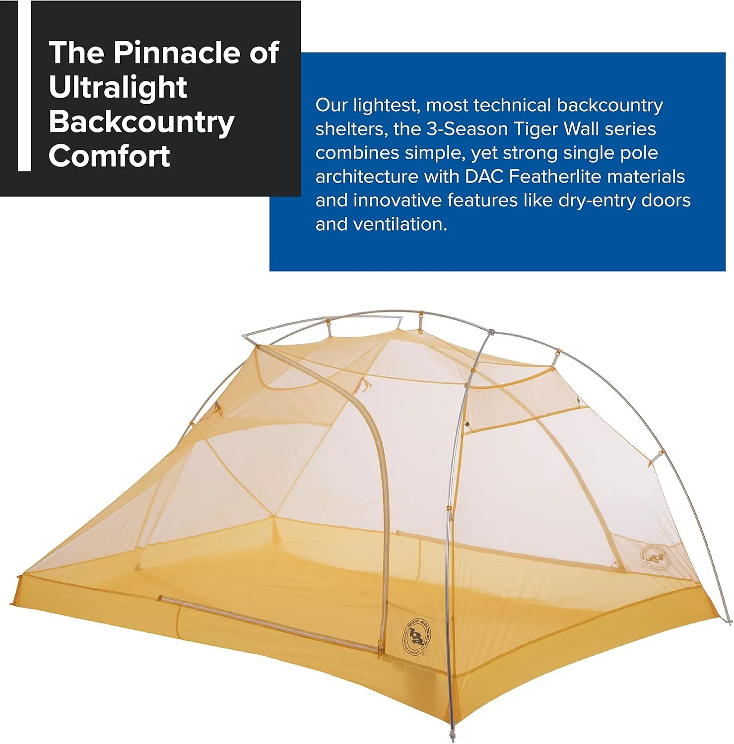 Big Agnes Tiger Wall UL Ultralight Tent with UV-Resistant Solution Dyed Fabric