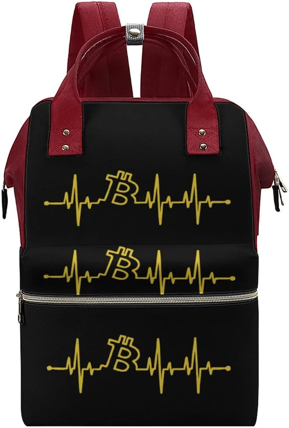 Bitcoin Heartbeat Large Travel Bag Backpack Waterproof Bags for Women Back Pack with Bottle Pocket