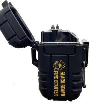 Black Beard Waterproof Arc Lighter for Camping, Hiking, Outdoor Adventure, Survival/Tactical| Rechargeable Electric Lighter via USB | Dual Arc Plasma Beam for More Heat | 300  Ignites on Single Charge