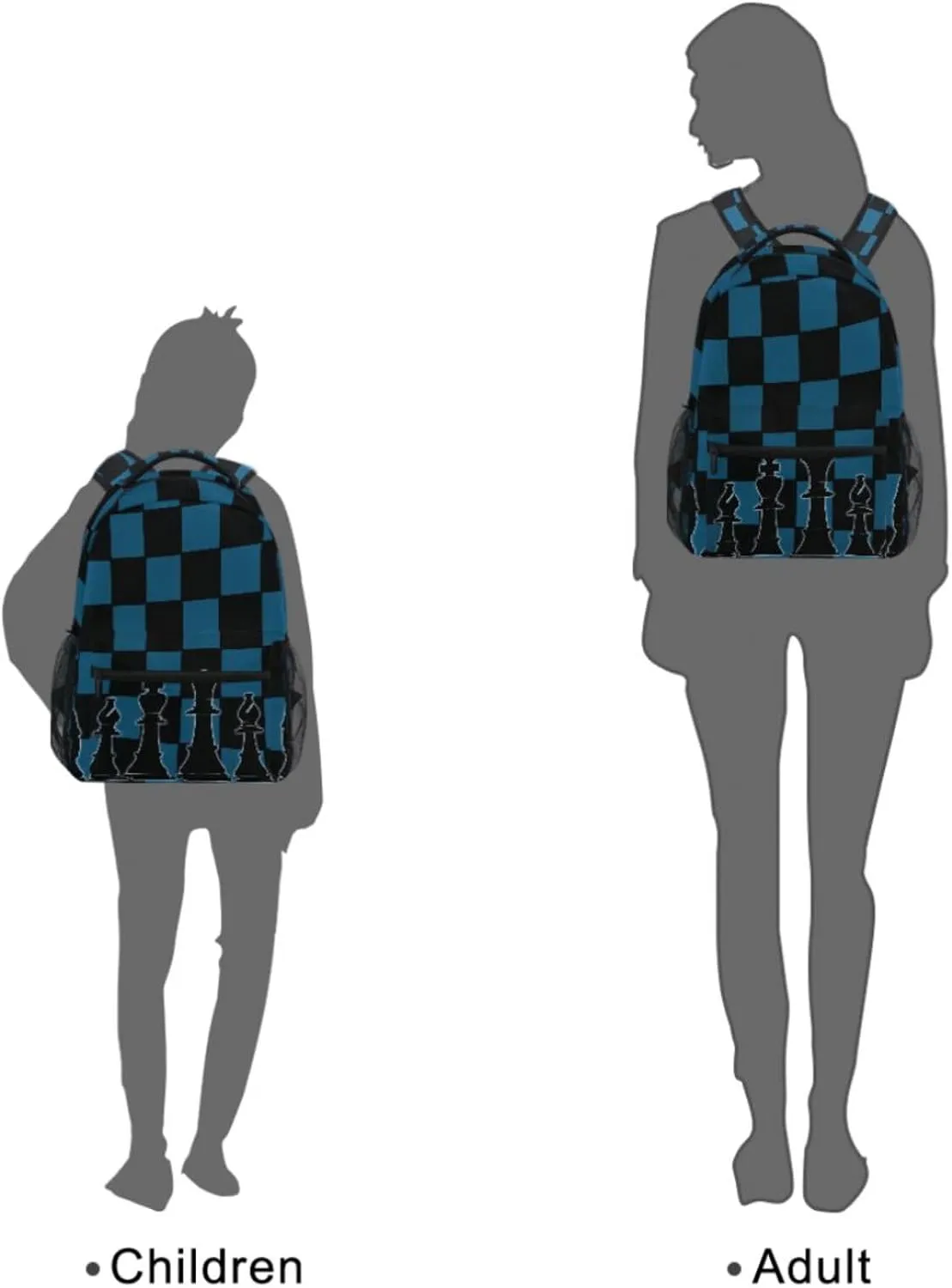 Black Blue Chess Board Backpack Bookbag Daypack Travel Hiking Camping School Laptop Bag