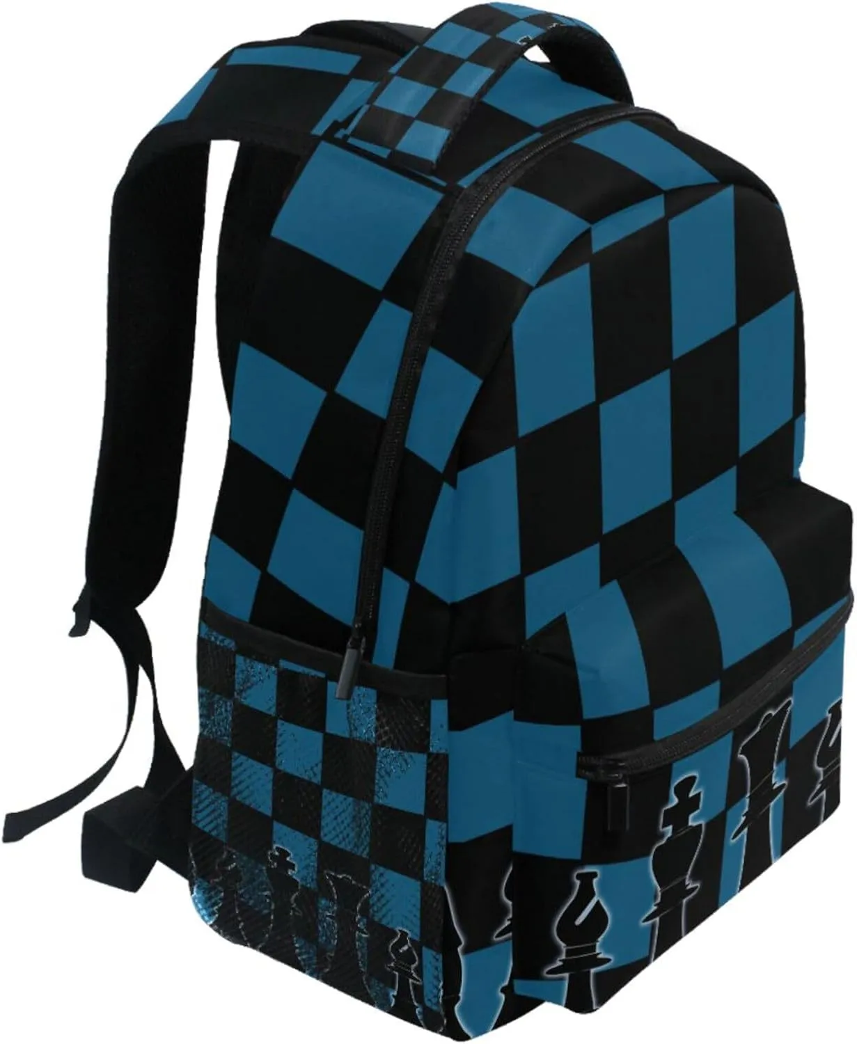 Black Blue Chess Board Backpack Bookbag Daypack Travel Hiking Camping School Laptop Bag