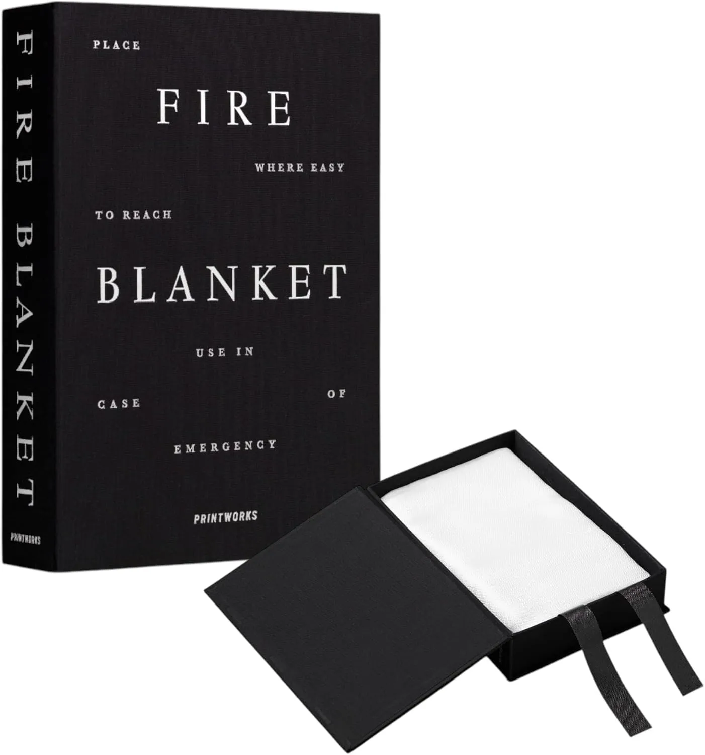 Black Fire Blanket for Home – Emergency Safety Cover in Stylish Discreet Book-Style Storage Box