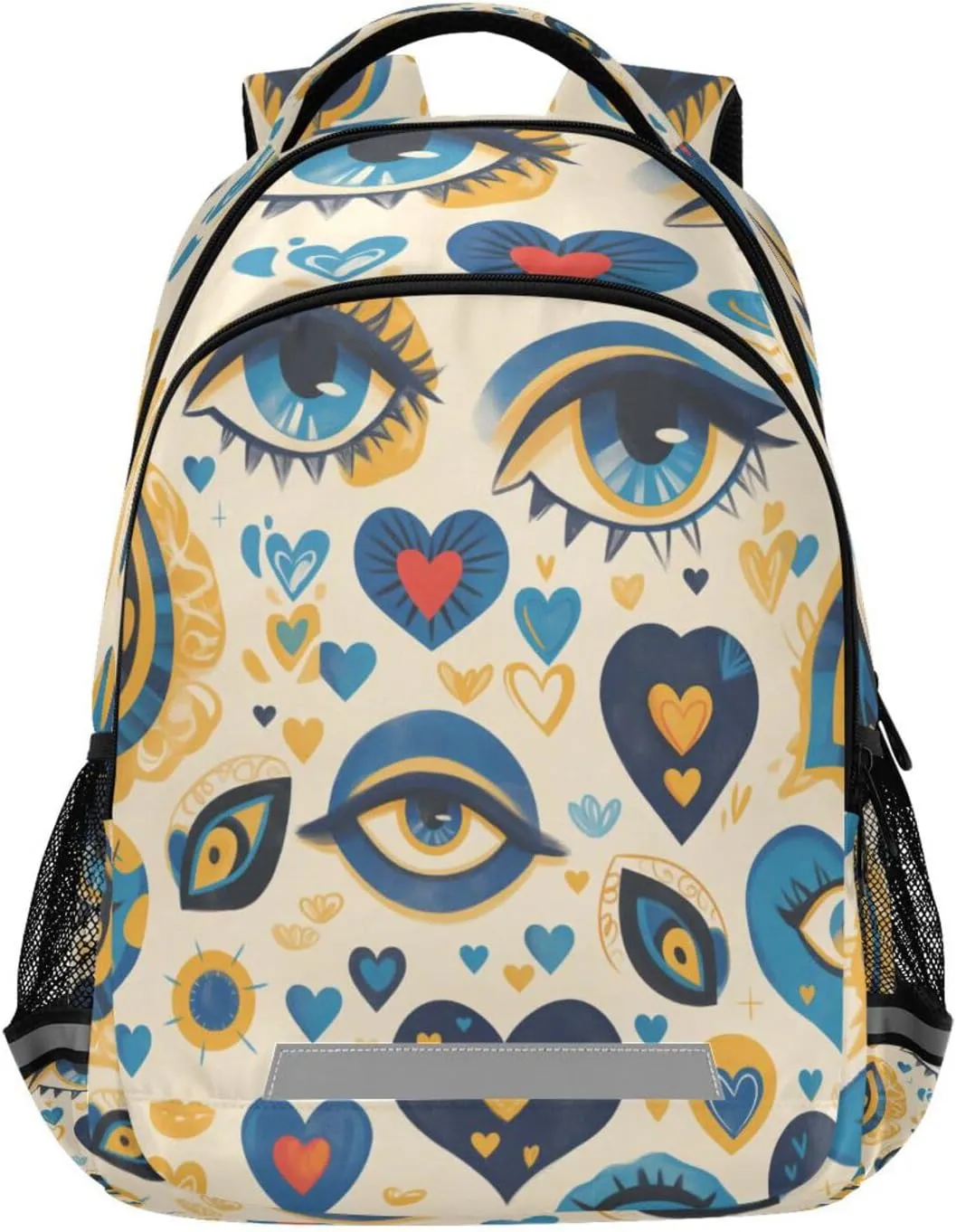 Blue Evil Eye Design Waterproof Backpack - Casual Outdoor Sports Daypack with Ergonomic Shoulder Straps#514