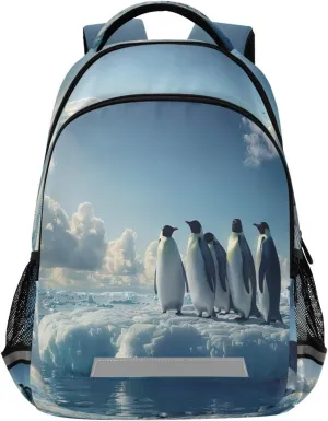 Blue Penguins Design Waterproof Backpack - Casual Outdoor Sports Daypack with Ergonomic Shoulder Straps#858