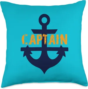 Boat Captain Preppy Nautical Anchor Gifts Sailors Boaters Throw Pillow