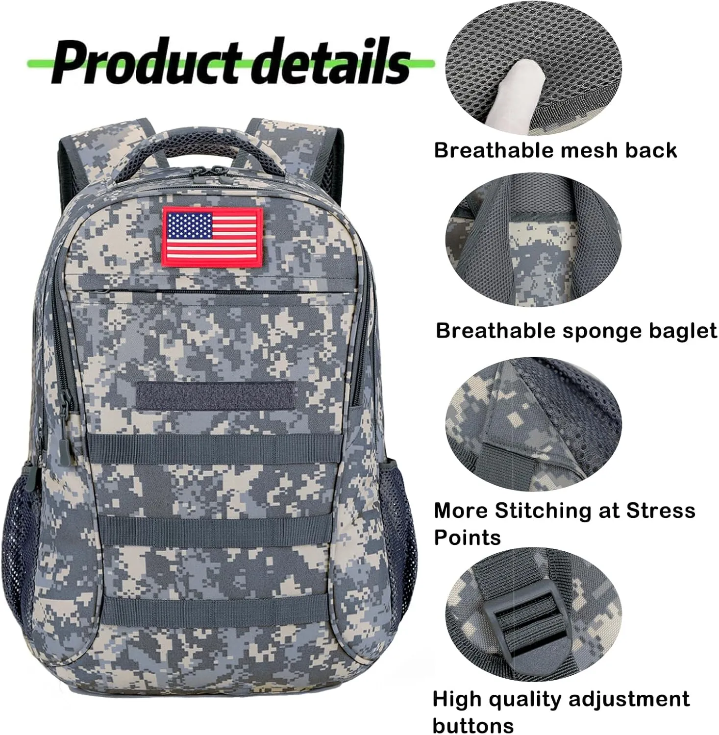 Boys Backpack for School,Military Teen Boys Backpack with USB Charging Pot,Camo Backpack Men 40L