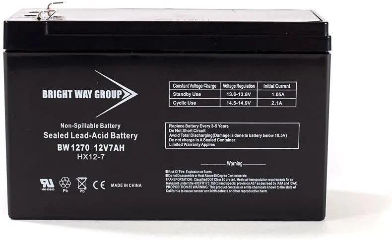 Bright Way Replacement Battery for SLA Power-Sonic PS-1270-F1 12V 7Ah Sealed Lead Acid