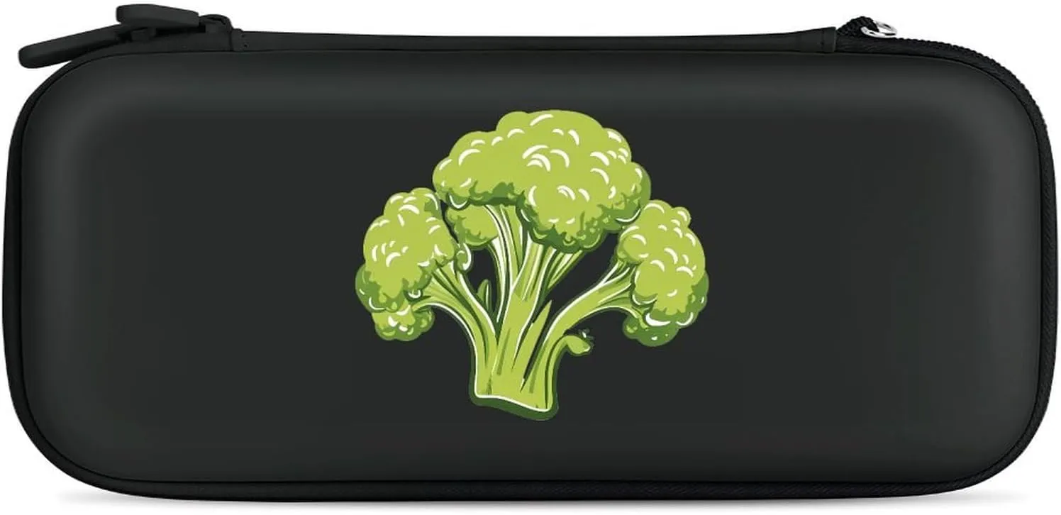 Broccoli Vegetables Compatible with Switch Carrying Case Hard Travel Game Bag Pouch with 15 Games Accessories