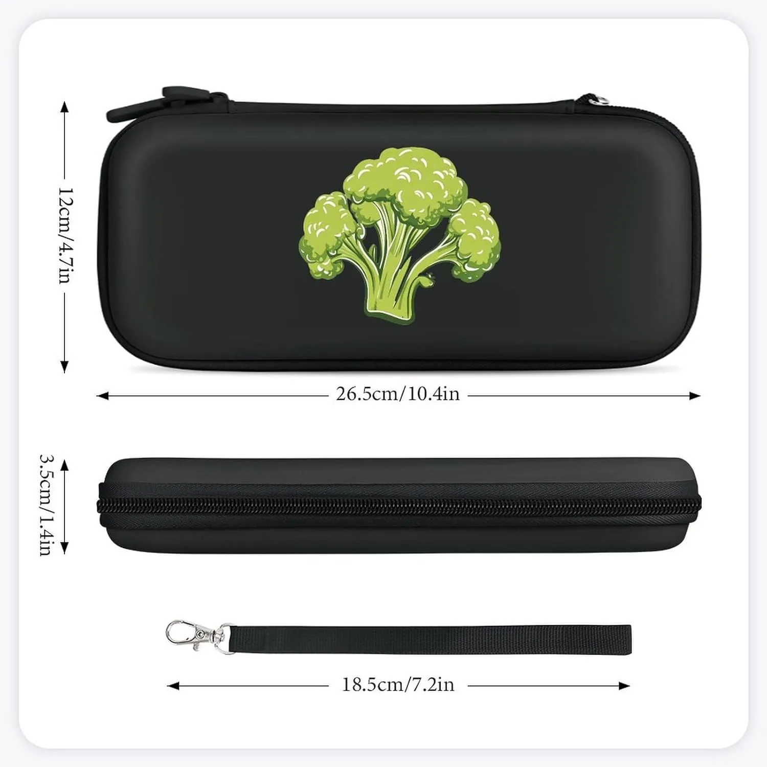 Broccoli Vegetables Compatible with Switch Carrying Case Hard Travel Game Bag Pouch with 15 Games Accessories