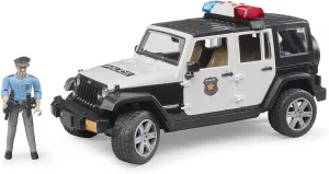 Bruder Toys - Emergency Realistic Jeep Wrangler Unlimited Rubicon Police Vehicle with Light Skintoned Policeman and Light and Sound Module with 4 Different Sounds - Ages 4 