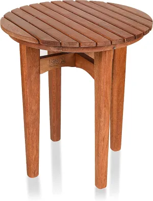 BYER OF MAINE Pangean Compass Table - Round Wood Table for Indoor Outdoor Multipurpose Use. Perfect on a Patio, Deck or Indoors as a Nightstand, Side Table. - 20” x 20” x 22” H.