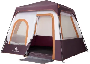 CAMEL CROWN Cabin Tent with 1-Minute Setup, 5/6 Person Instant Tent with with Pre-Attached Poles,Weatherproof Floor
