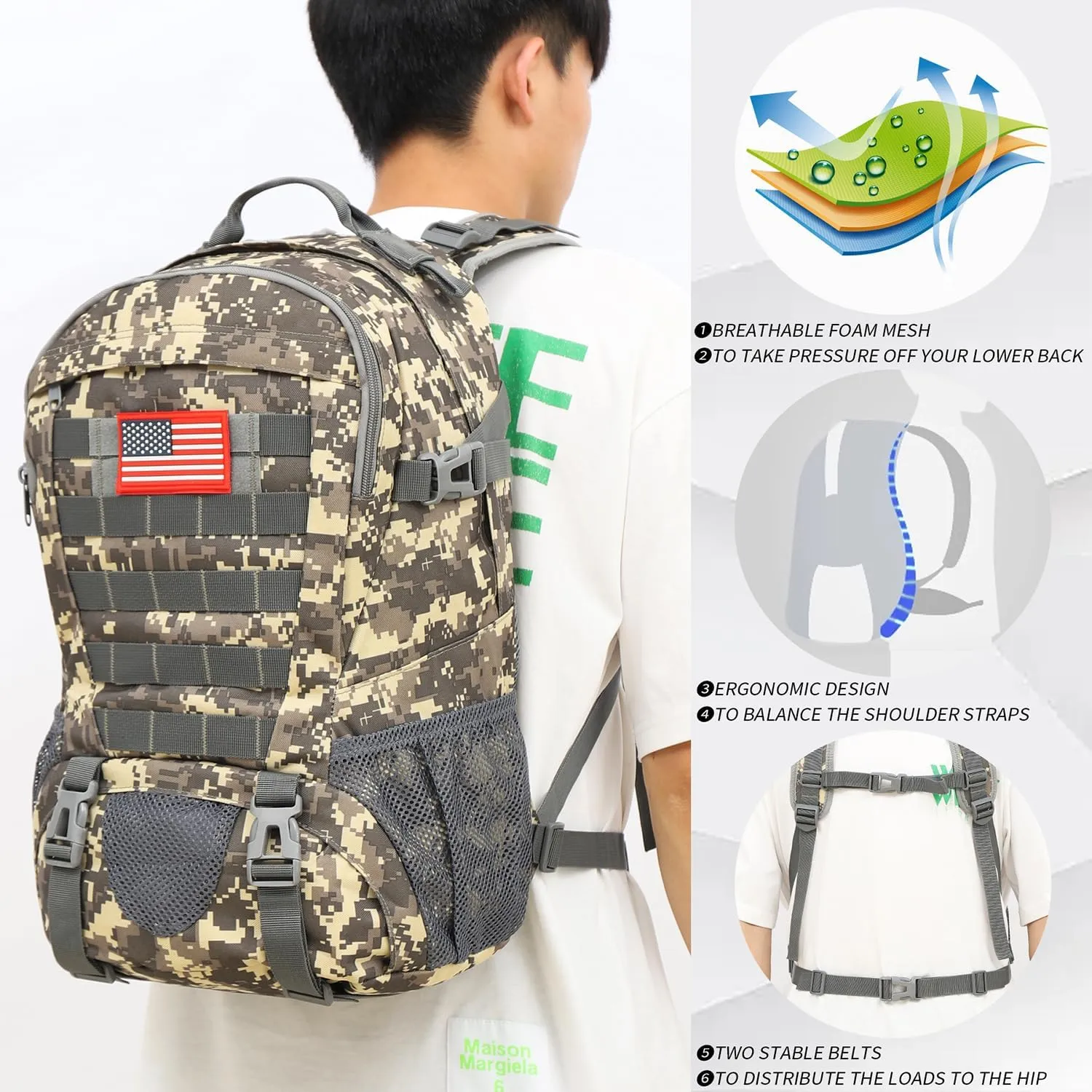 Camo Backpack for boys, Teen Boys Backpacks for School, Camo Bookbag for kid,Small Tactica Backpack for outdoor 30L