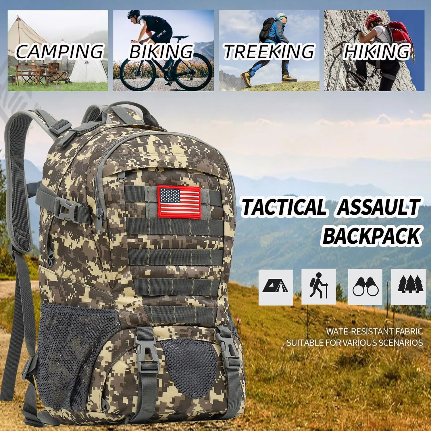 Camo Backpack for boys, Teen Boys Backpacks for School, Camo Bookbag for kid,Small Tactica Backpack for outdoor 30L