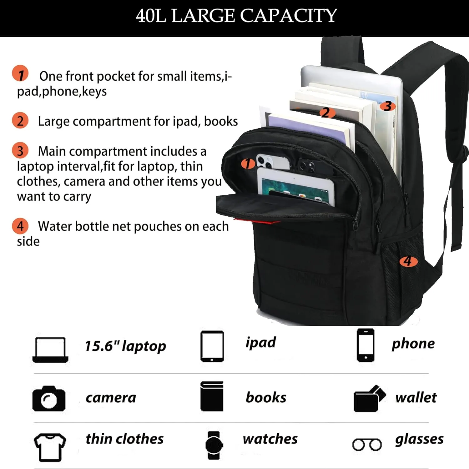 Camo Backpack,Boys Backpack for Scool Military,40L Army Bookbag Waterproof for Middle Elementary