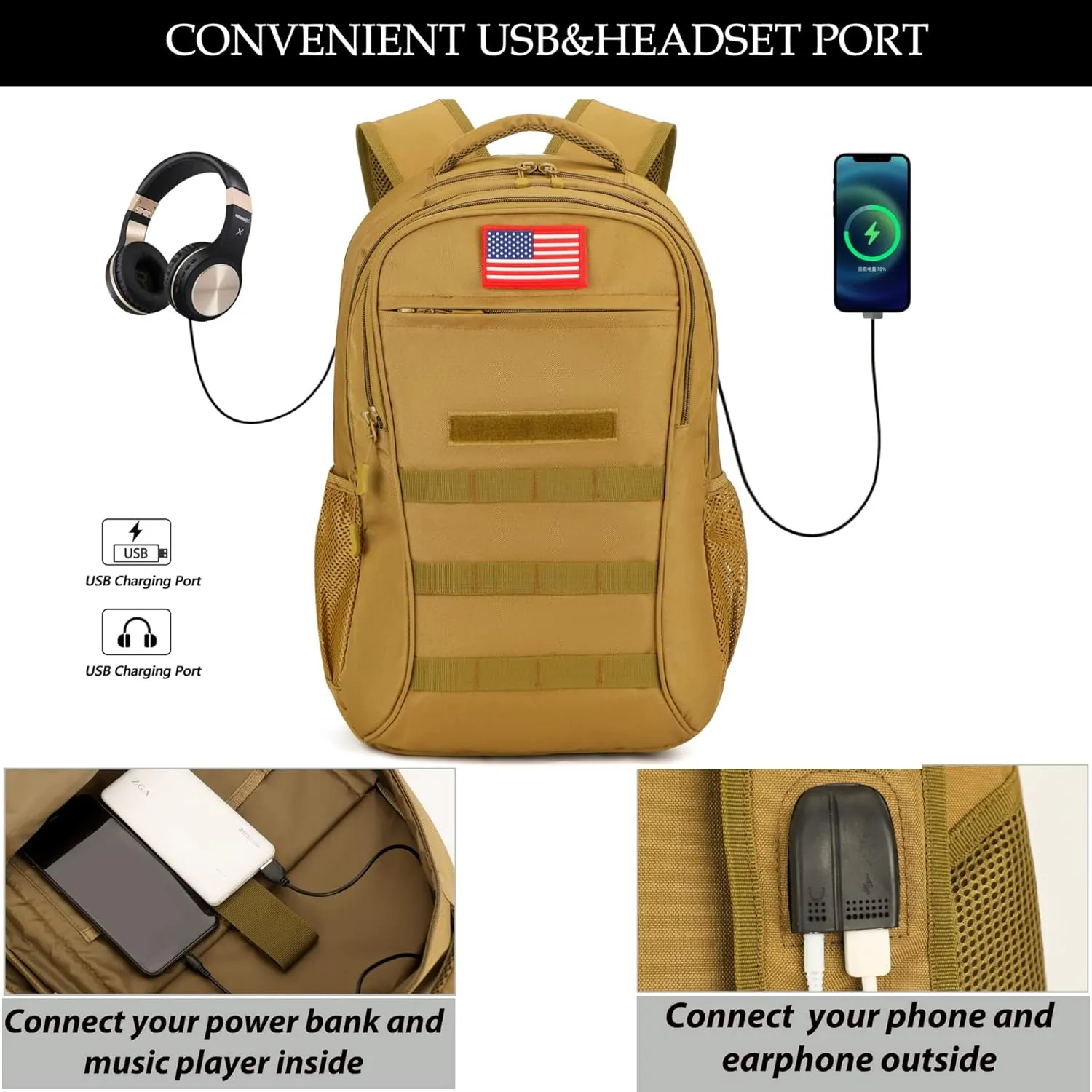 Camo Backpack,Boys Backpack for Scool Military,40L Army Bookbag Waterproof for Middle Elementary