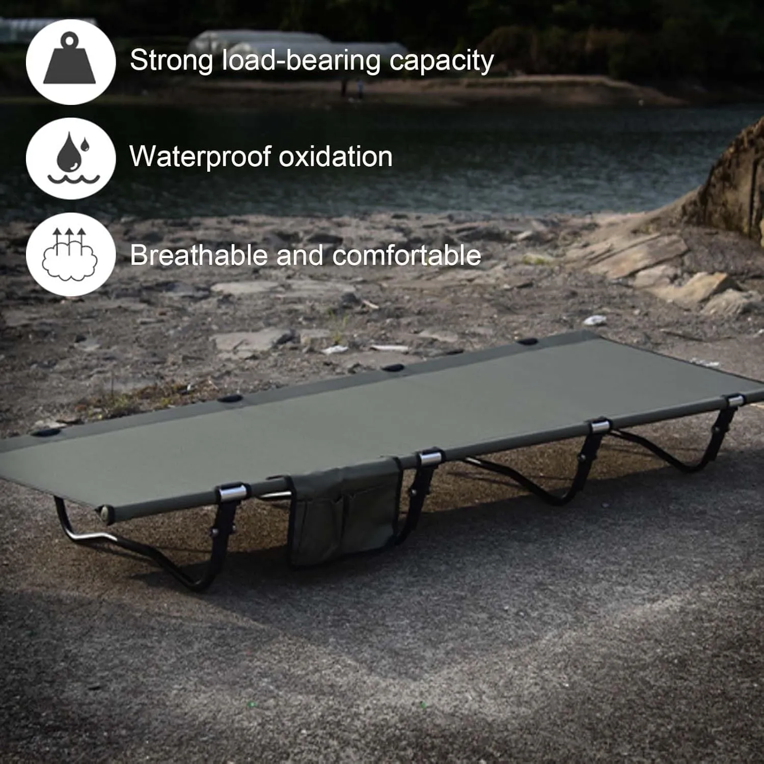 Camping Cot with Storage Bag for Adults,Comfortable Single Camp Cot,Ultralight Foldable Backpacking Cot,Portable Sleeping Bed for Outdoor Travel,Hiking,Mountaineering,Fishing,E