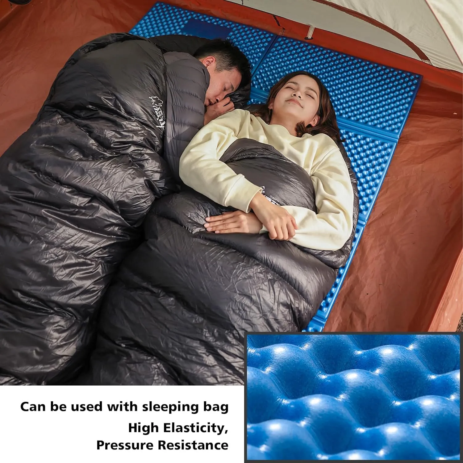 Camping Foam Sleeping Pad Lightweight Closed Cell Folding Camping Mat Moisture-Proof Camping Mattress Portable for Outdoor Hiking Mountaineering Blue