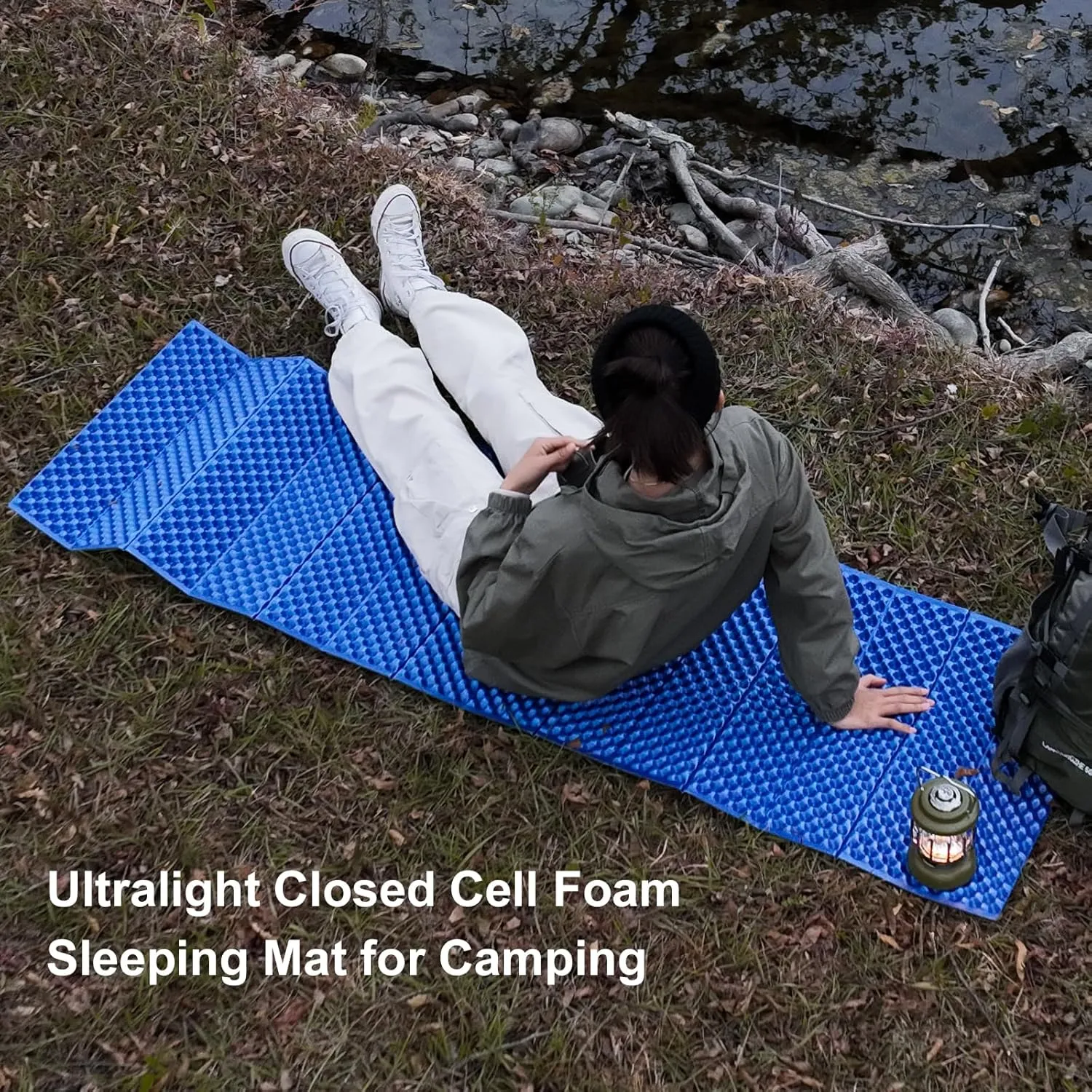 Camping Foam Sleeping Pad Lightweight Closed Cell Folding Camping Mat Moisture-Proof Camping Mattress Portable for Outdoor Hiking Mountaineering Blue